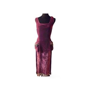 Vintage T.T MAR Burgundy Velvet 2 Piece Set Top & Maxi Skirt Boho Lagenlook